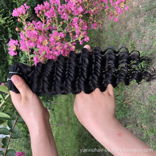 Deep Curl Virgin Human Hair Bundles with HD Lace Frontal Unprocessed Cuticle Aligned Double Drawn Bundle Deals Remy Hair Vendor